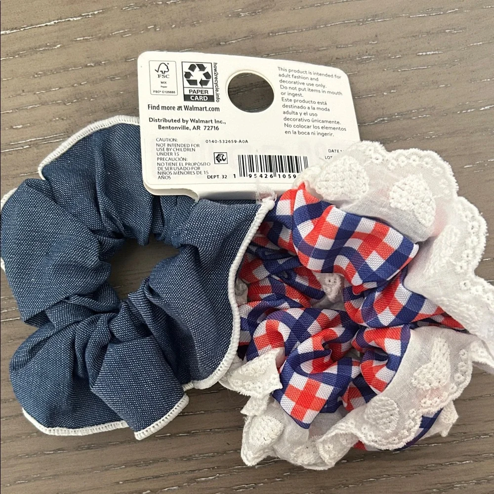 Patriotic Scrunchie Set of 2 - Red, White, Blue